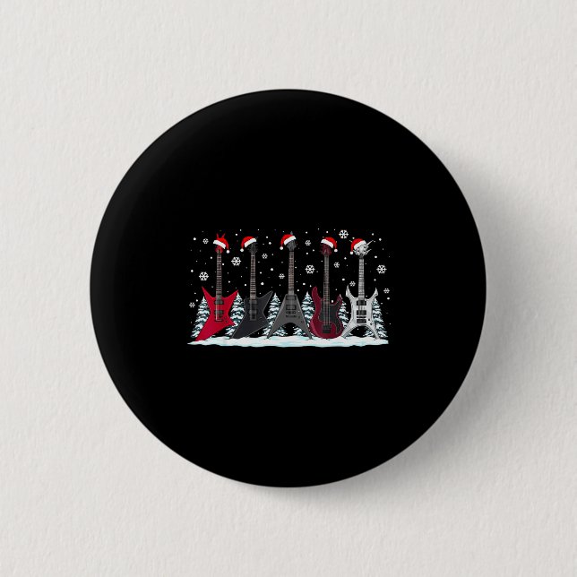 Christmas Electric Guitars Metalhead Guitarist Xma Button (Vorderseite)