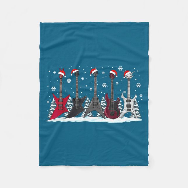 Christmas Electric Guitars Metalhead Guitarist Xma Fleecedecke (Vorderseite)