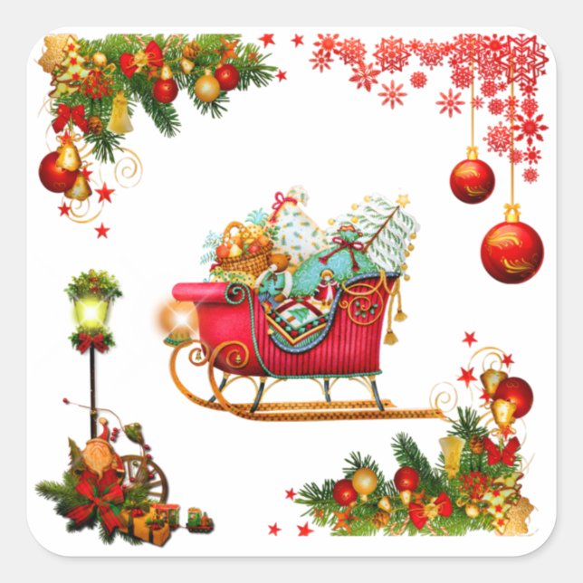 Christmas Elemente Quadratischer Aufkleber (Vorderseite)