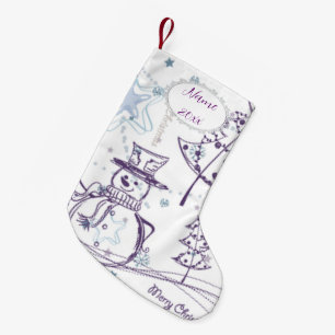 Christmas Elements Winter Snowman Sketch Kleiner Weihnachtsstrumpf