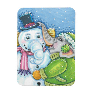 CHRISTMAS ELEPHANT GEBÄUDE NIEDLICH PACHYDERM SNOW MAGNET