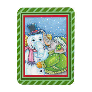 CHRISTMAS ELEPHANT GEBÄUDE NIEDLICH PACHYDERM SNOW MAGNET