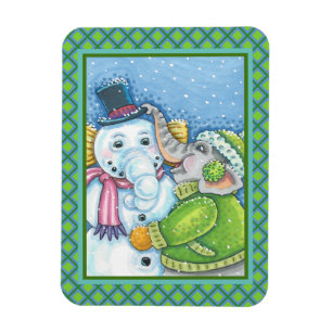 CHRISTMAS ELEPHANT GEBÄUDE NIEDLICH PACHYDERM SNOW MAGNET