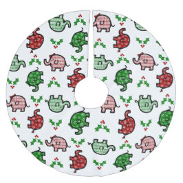 Christmas Elephant Patterned  Polyester Weihnachtsbaumdecke