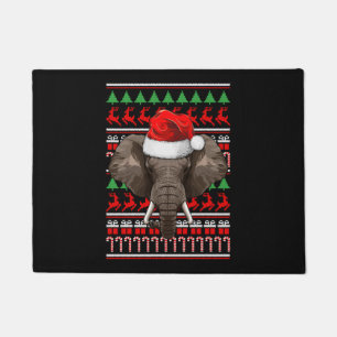 Christmas Elephant Santa Hat Cute Animal Ugly Xmas Fußmatte