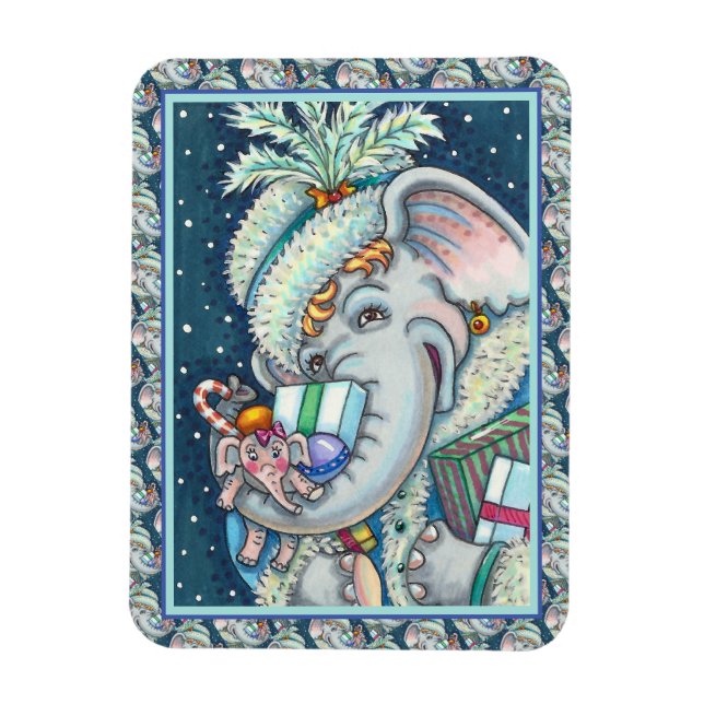 CHRISTMAS ELEPHANT, TRUNKFUL VON GIFTS UND GUTER K MAGNET (Vertikal)