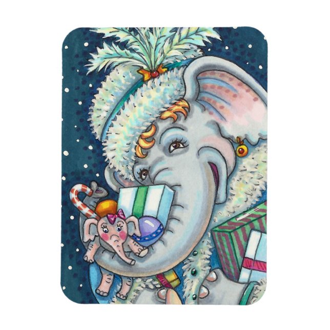 CHRISTMAS ELEPHANT, TRUNKFUL VON GIFTS UND GUTER K MAGNET (Vertikal)