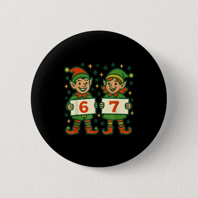 Christmas Elf 6 7 Meme Funny Holiday Elves Gen Alp Button (Vorderseite)