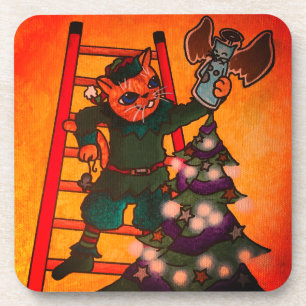 Christmas Elf Cat Untersetzer