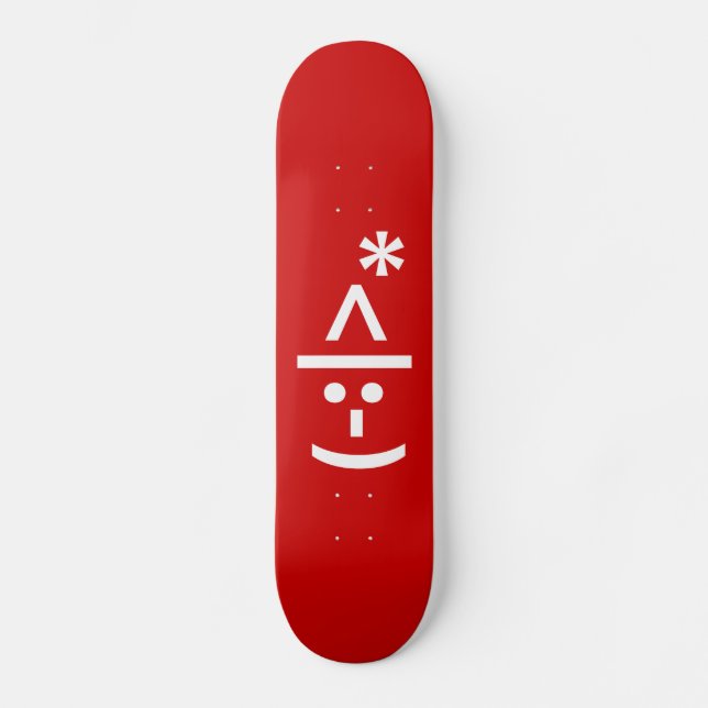 Christmas Elf Emoticon Xmas ASCII Text Art Skateboard (Vorderseite)
