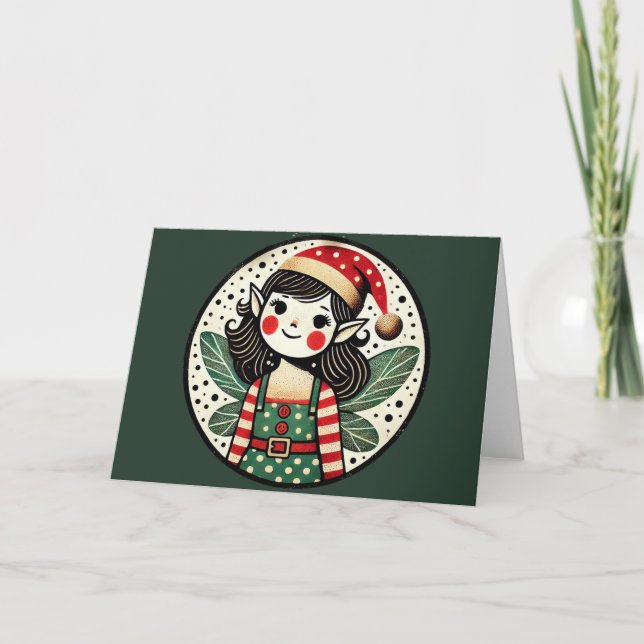 Christmas Elf Fairy Girl Karte (Vorderseite)