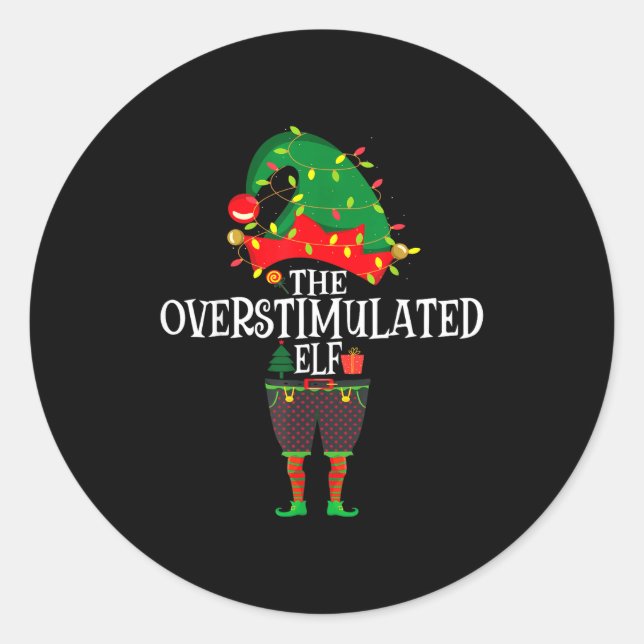 Christmas Elf Family Matching Group The Elf Overst Runder Aufkleber (Vorderseite)