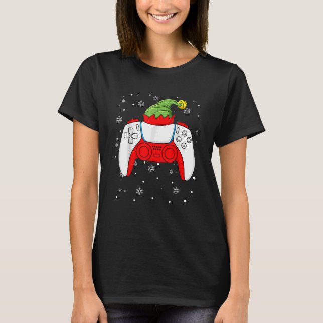 Christmas Elf Gamer Controller Boys Kids Ns Gaming T-Shirt (Vorderseite)