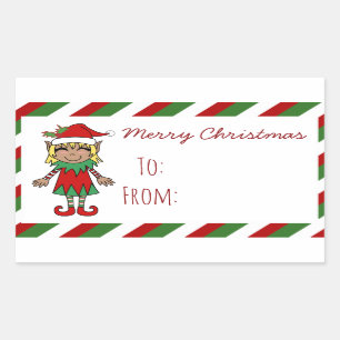 Christmas Elf Girl Frohe Weihnachtsgeschenk Rechteckiger Aufkleber