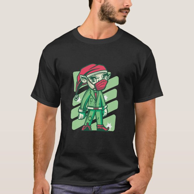 Christmas elf homeoffice face mask office humor qu T-Shirt (Vorderseite)