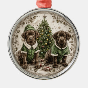 Christmas Elf Labrador Retriever Puppy Ornament Aus Metall