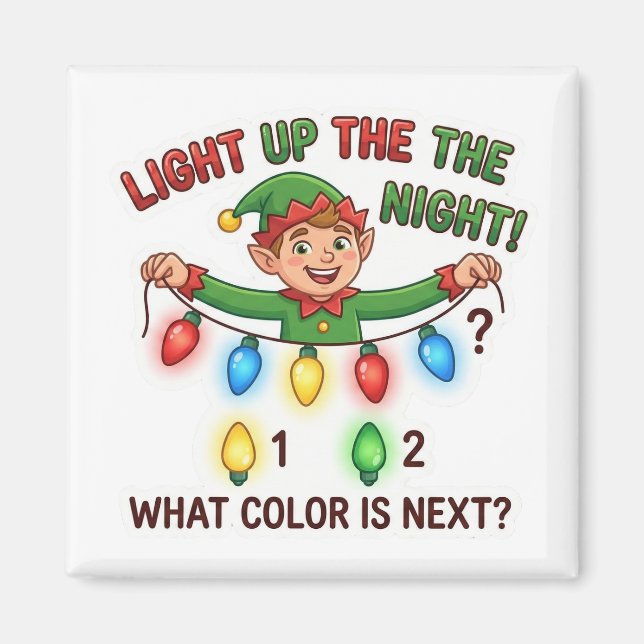 Christmas Elf Lights Pattern Logic Game Magnet (Vorne)