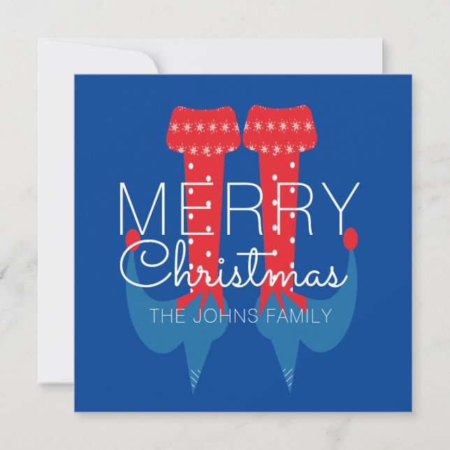 Christmas Elf Red Blue Script Snowflake (Vorderseite)