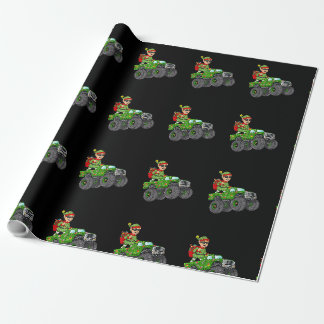 Christmas Elf Riding Monster Truck Holiday Boys Ki Geschenkpapier