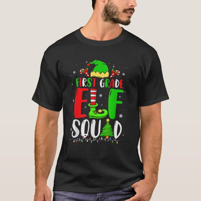 Christmas Elf Squad First Grade Teacher Top Ugly S (Vorderseite)