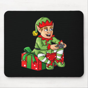 Christmas Elf Video Gamer Controller Boys Kids Xma Mousepad