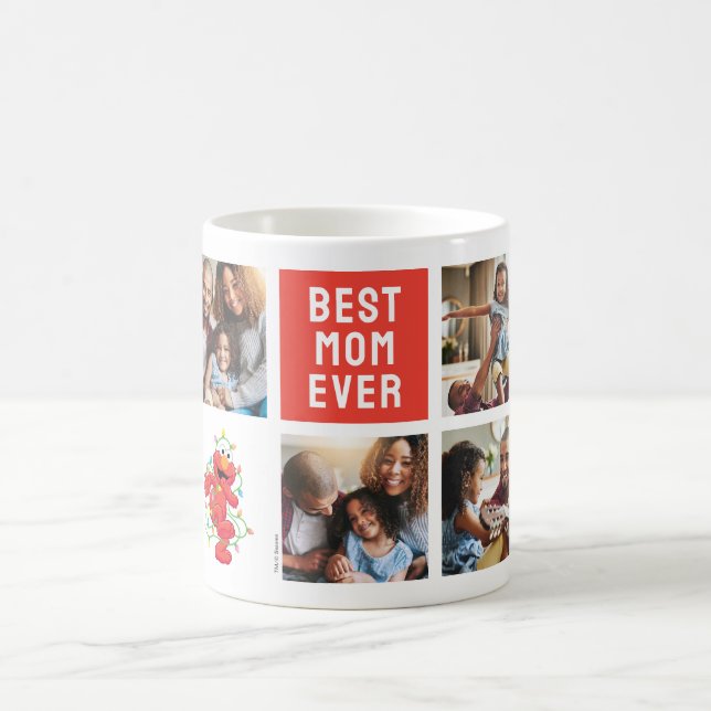 Christmas Elmo | Beste Mama - FotoCollage Kaffeetasse (Mittel)