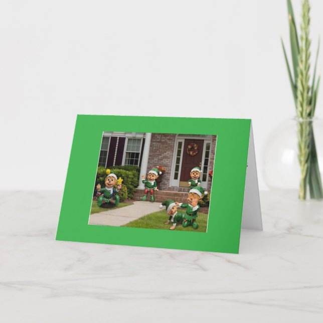 "CHRISTMAS ELVES W/ CHRISTMAS WISHES" KARTE (Vorderseite)