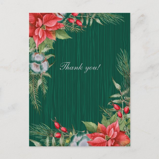 Christmas Emerald Green Poinsettia Postkarte (Vorderseite)
