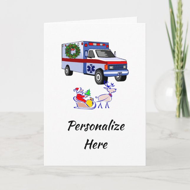 Christmas EMS Santa Ambulance Karte (Vorderseite)