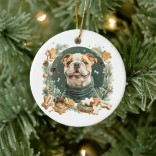 Christmas English Bulldog Keramik Ornament