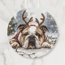 Christmas English Bulldog Reindeer Geschenkanhänger