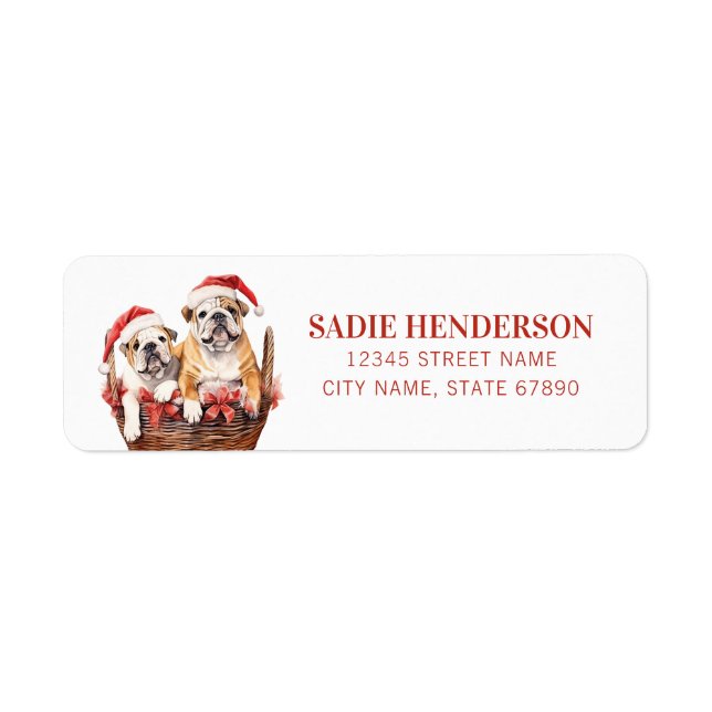 Christmas English Bulldog Rücksendeadressen-Aufkle (Vorne)