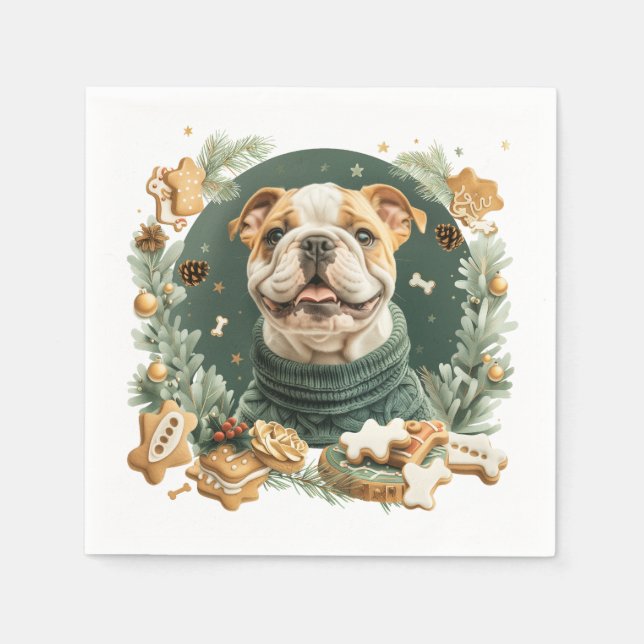 Christmas English Bulldog Serviette (Vorderseite)