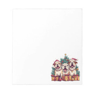 Christmas English Bulldog Weihnachtsmannmützen Notizblock