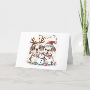 Christmas English Bulldogs Feiertagskarte