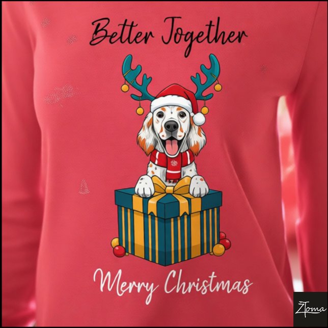 Christmas English Setter Ticked Gift Graphic Tri-Blend Shirt (Von Creator hochgeladen)