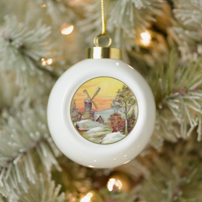 Christmas Eve Holland Sunset Keramik Kugel-Ornament (Baum)