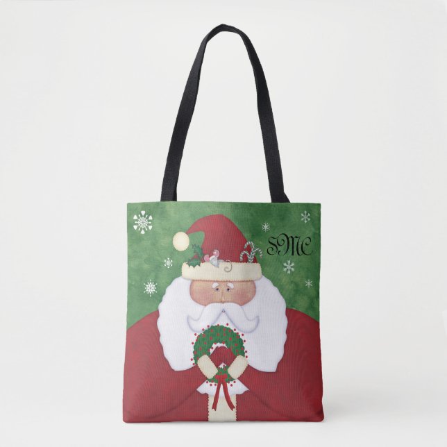 Christmas Eve Santa Monogram Tasche (Vorderseite)