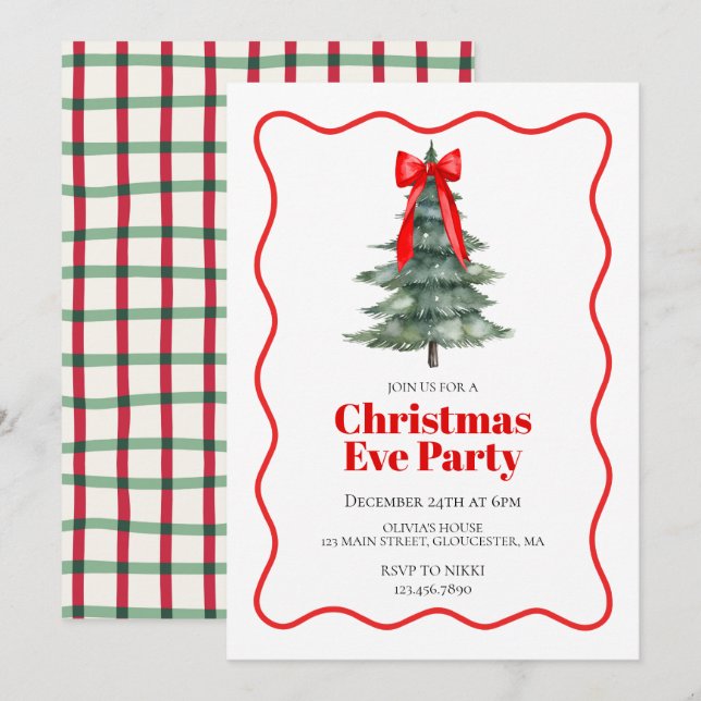 Christmas Eve tree party Einladung (Vorne/Hinten)