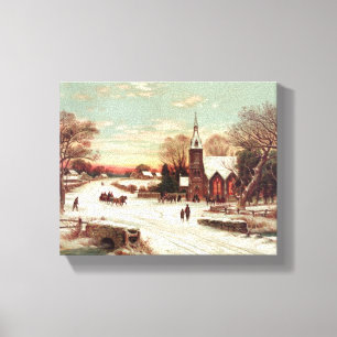 "Christmas Eve Winter Scene" Leinwanddruck