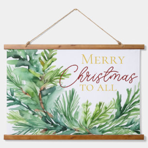 Christmas Evergreen Branch Wandteppich Mit Holzrahmen