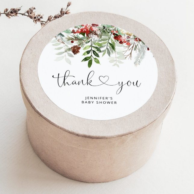 Christmas Evergreen vielen Dank Runder Aufkleber (Von Creator hochgeladen)