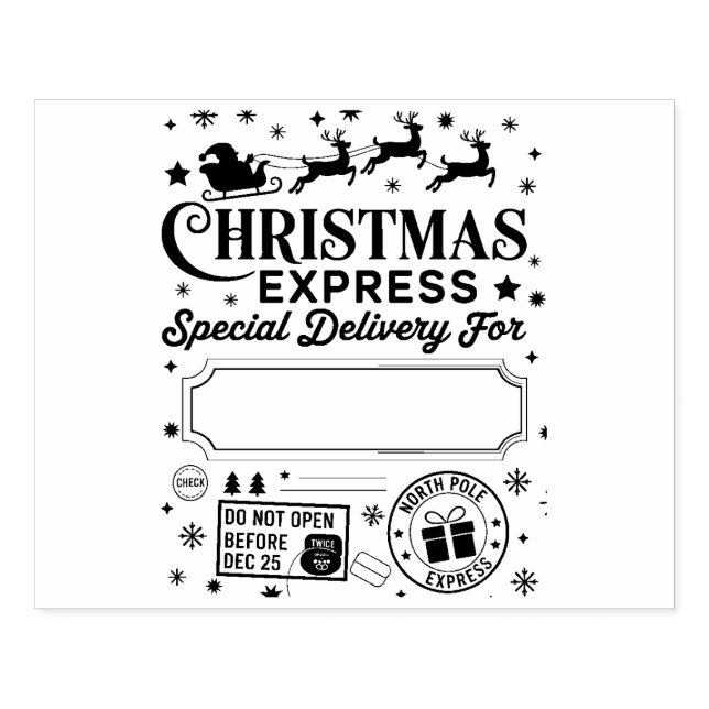 Christmas Express Special Delivery Santa Gummistempel (Prägung)