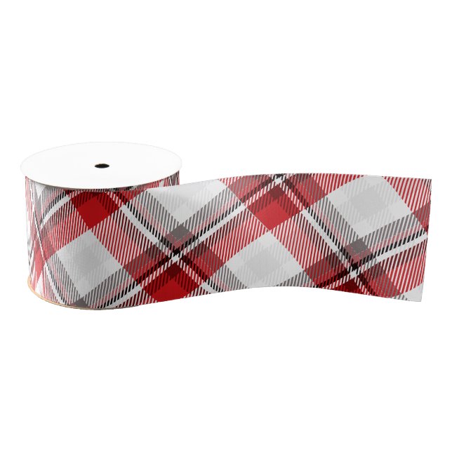 Christmas Fabric Plaid & Gingerbread Santa Ripsband (Spule)