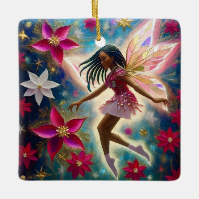 Christmas Fairy Collection - Cornrows Braids Hair Keramikornament (Vorderseite)