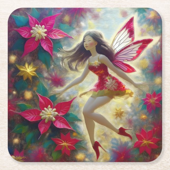Christmas Fairy Collection - Dark Brown Hair Rechteckiger Pappuntersetzer (Vorderseite)
