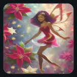 Christmas Fairy Collection Plum Tint Natural Hair Quadratischer Aufkleber<br><div class="desc">Eine Sammlung von Weihnachtsgebäck in verschiedenen Haar- und Hautfarben.</div>