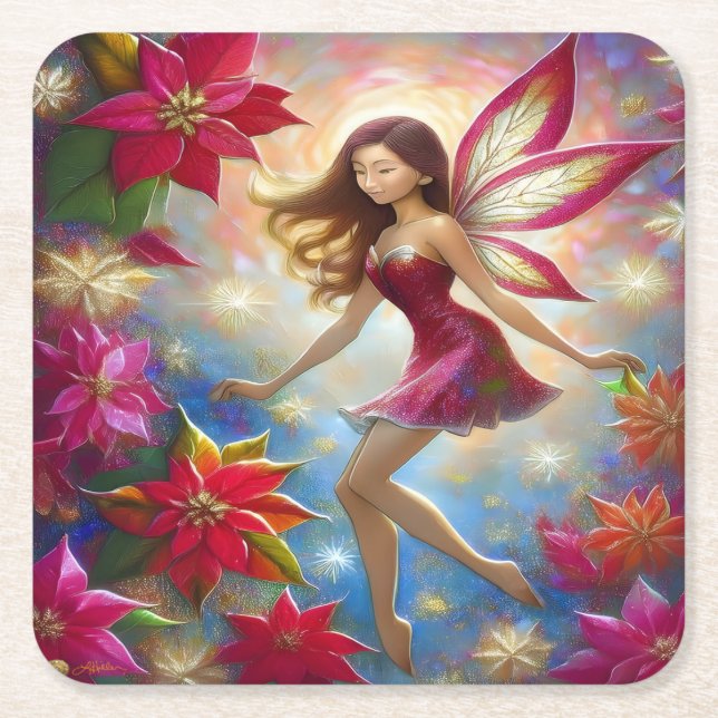 Christmas Fairy Collection - Reddish Brown Hair Rechteckiger Pappuntersetzer (Vorderseite)