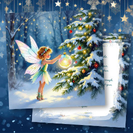 Christmas Fairy Decorating a Christmas Tree  Karte