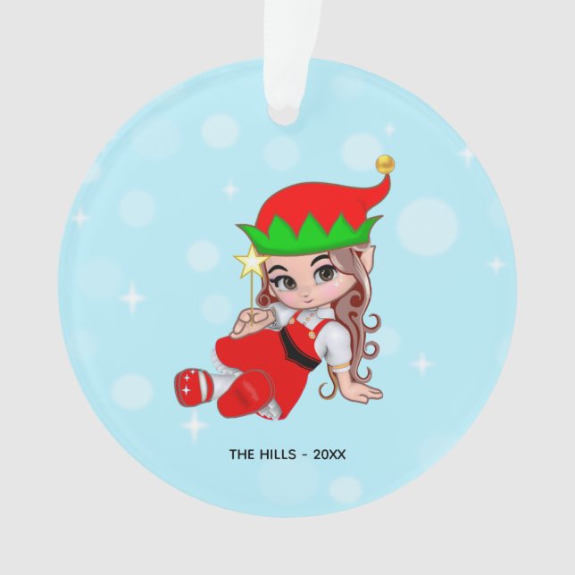 Christmas Fairy Elf Holding a Star Ornament (Vorderseite)